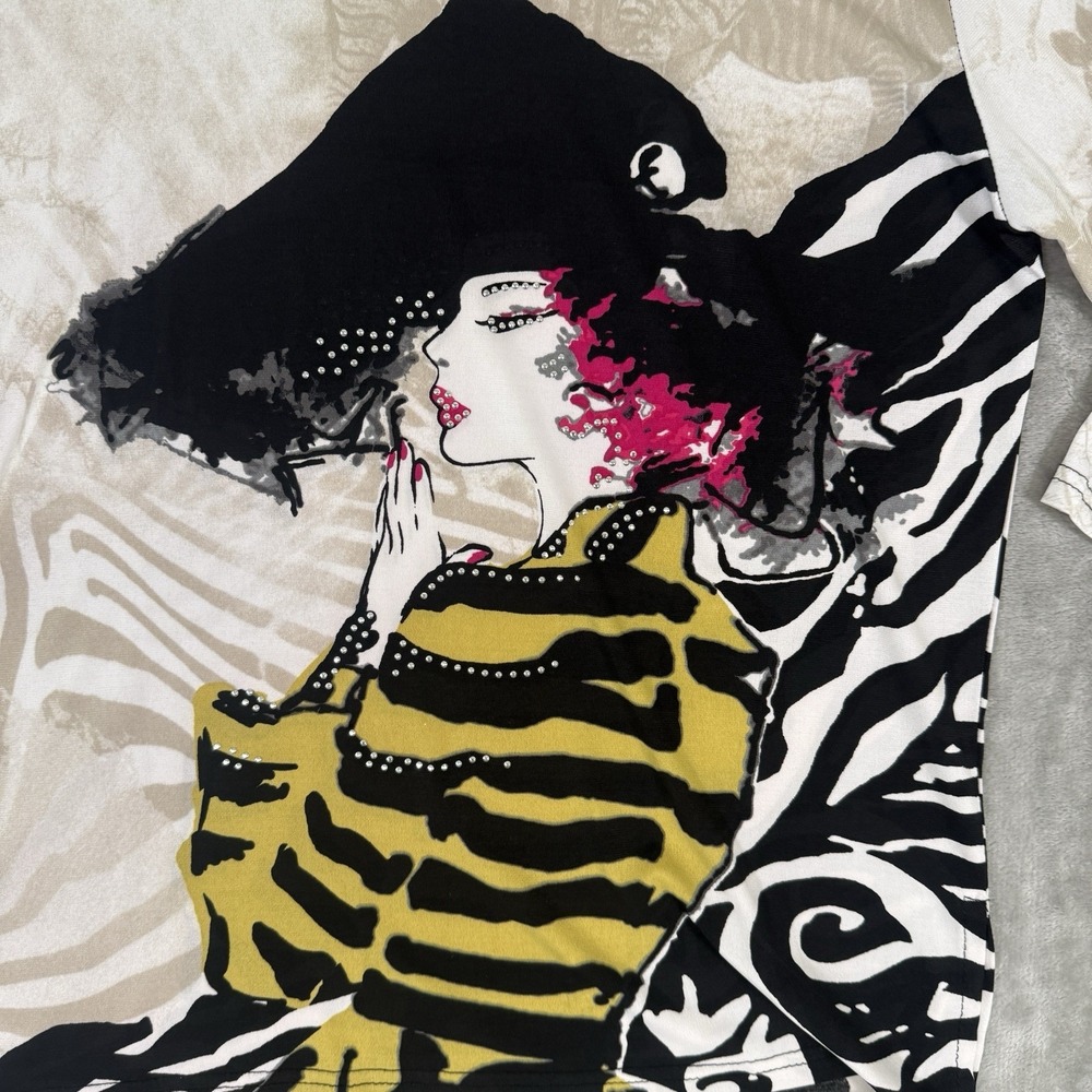 Valentina Signa Artistic Graphic Design 3/4 Sleeve Shirt Women's Size 1X - Picture 2 of 5